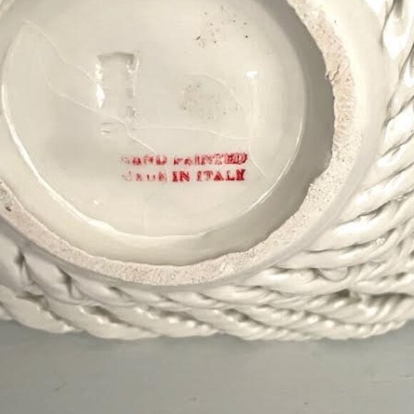 Beautiful Italian Capodimonte Style Vintage Hand Painted Basket Floral Embossed - Picture 8 of 9